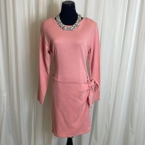 Pink CAROLINA COLOURS Long Sleeve Wrap Sweater Dress, size Medium